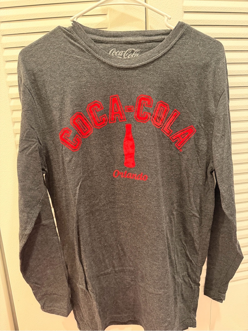 Coca Cola Long Sleeve Gray Crewneck tee- Red Logo